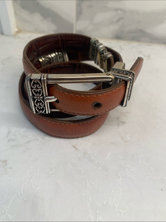 Brighton Accessories - Brighton Reversible Brown Leather Belt with Ornate Silver Buckle Size M 30